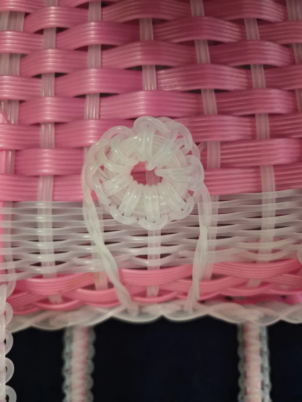 Pink and White Woven Cosmetic Tote